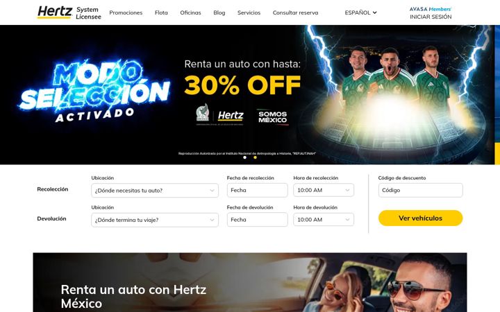 Screenshot of hertzmexico.com