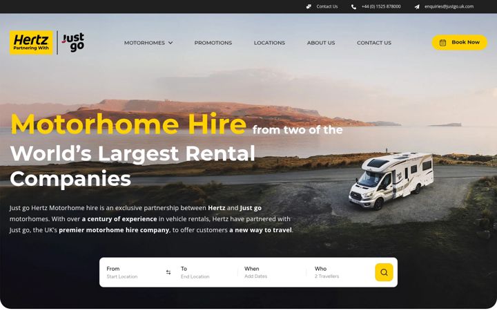 Screenshot of hertzmotorhomehire.com