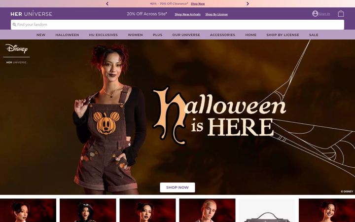 Screenshot of heruniverse.com