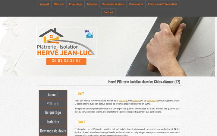 Screenshot of herve-platrerie-isolation.fr