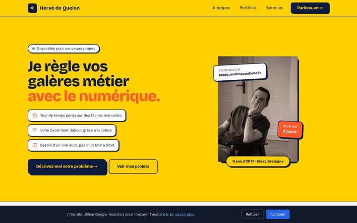 Screenshot of hervedequelen.fr