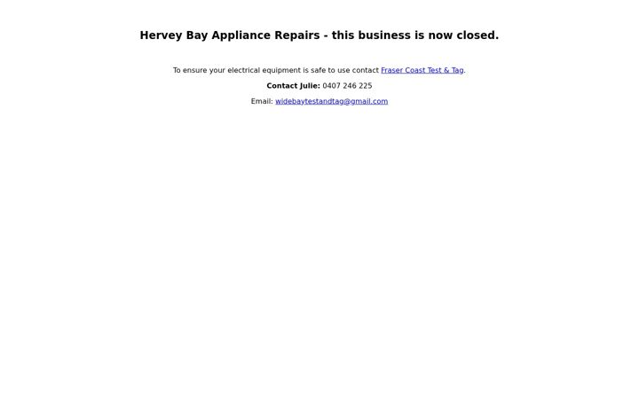 Ekraanipilt saidist herveybayappliancerepairs.com.au
