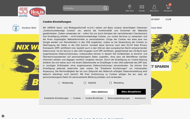 Screenshot of hervis.at