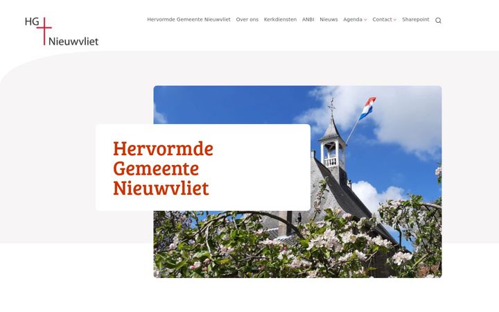 Screenshot of hervormdegemeentenieuwvliet.nl