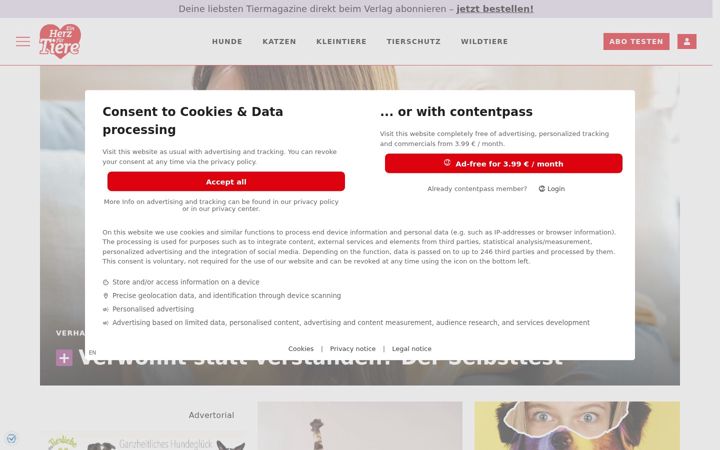 Screenshot van herz-fuer-tiere.de
