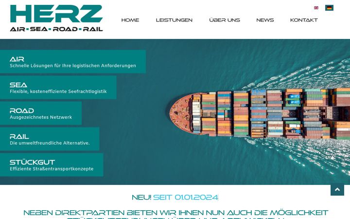 Screenshot of herz-logistik-gmbh.de