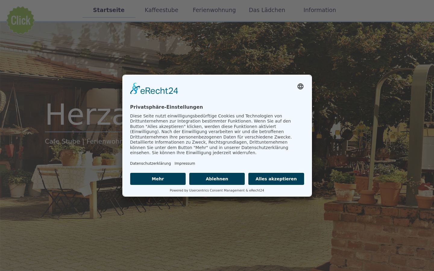 Screenshot of the consent banner shown before any interaction