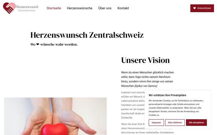 Screenshot of herzenswunsch-zentralschweiz.ch