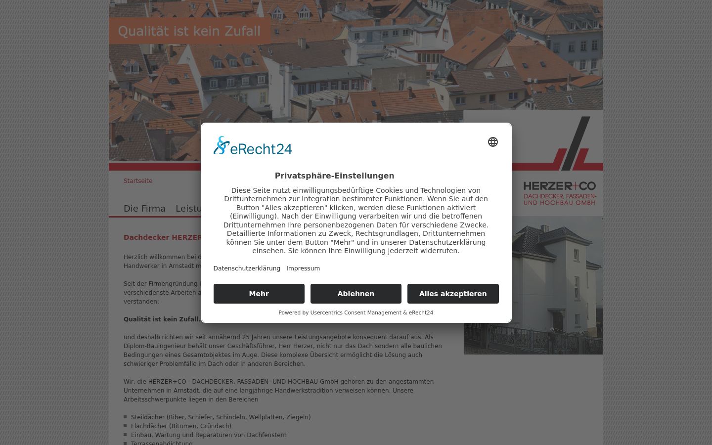 Screenshot des Einwilligungsbanners vor jeglicher Interaktion