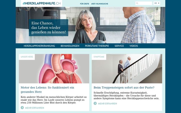 Screenshot of herzklappenhilfe.ch