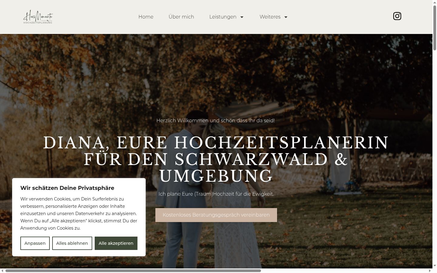 Screenshot des Einwilligungsbanners vor jeglicher Interaktion