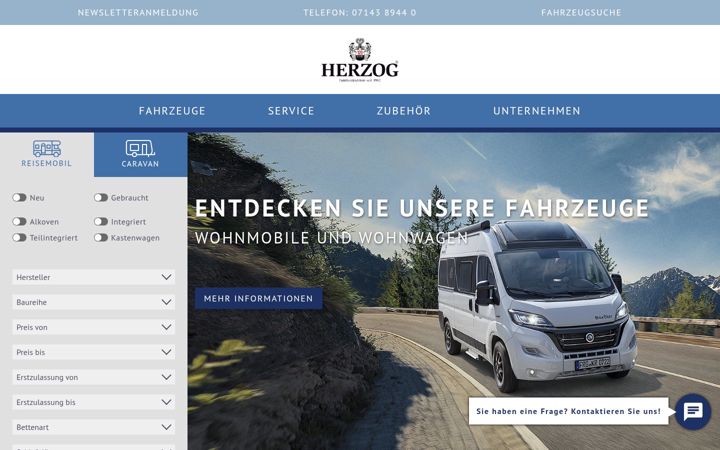 Screenshot of herzog-wohnwagen.de