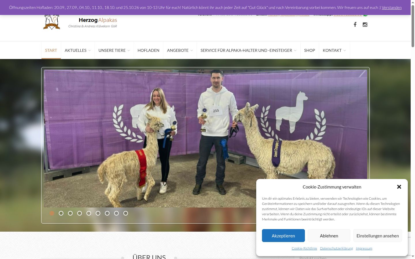 Screenshot of the consent banner shown before any interaction
