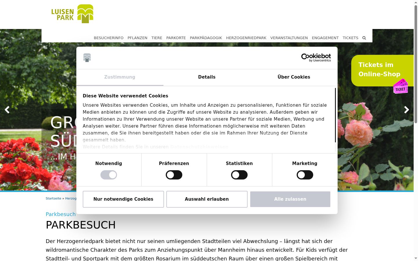 Screenshot of the consent banner shown before any interaction