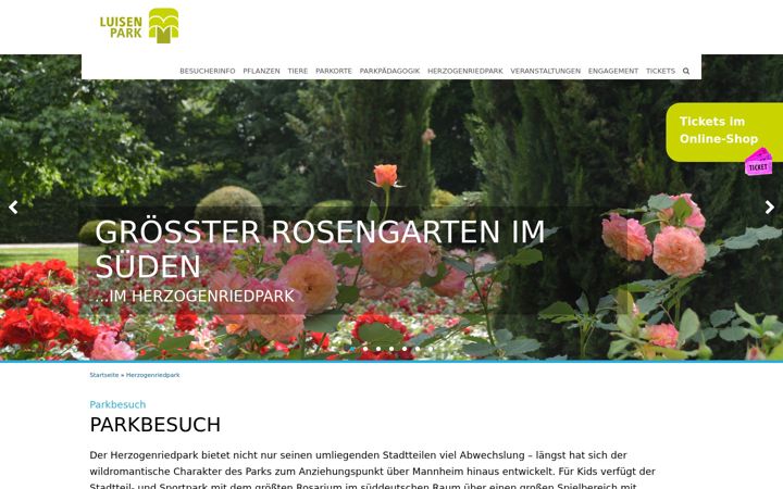 Screenshot of herzogenriedpark.de