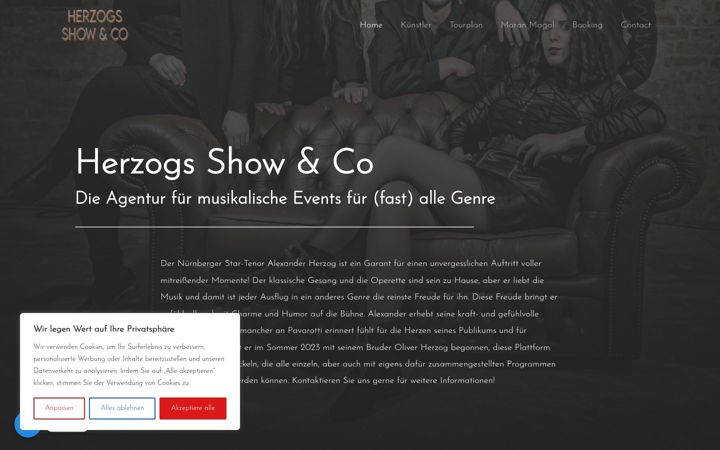 Screenshot of herzogsshowandco.de