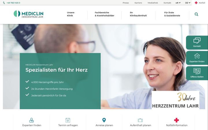 Screenshot of herzzentrum-lahr.de