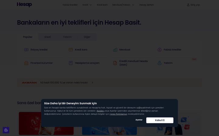 Screenshot of hesap.com