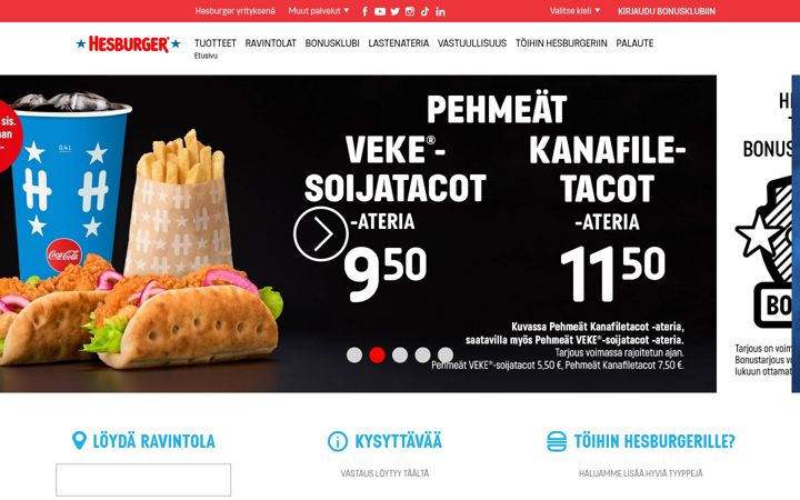 Screenshot of hesburger.fi