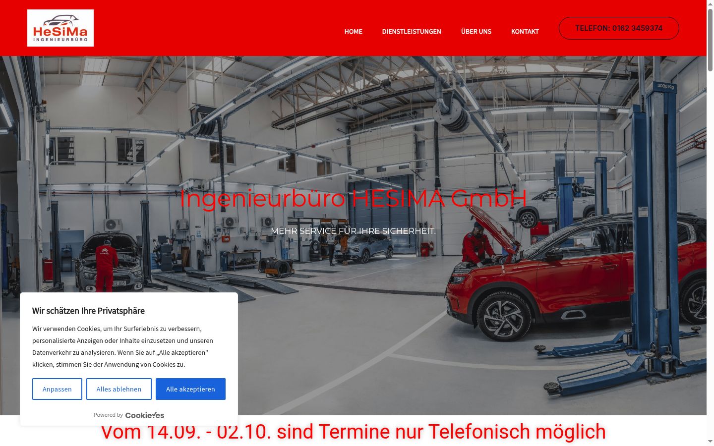 Screenshot des Einwilligungsbanners vor jeglicher Interaktion