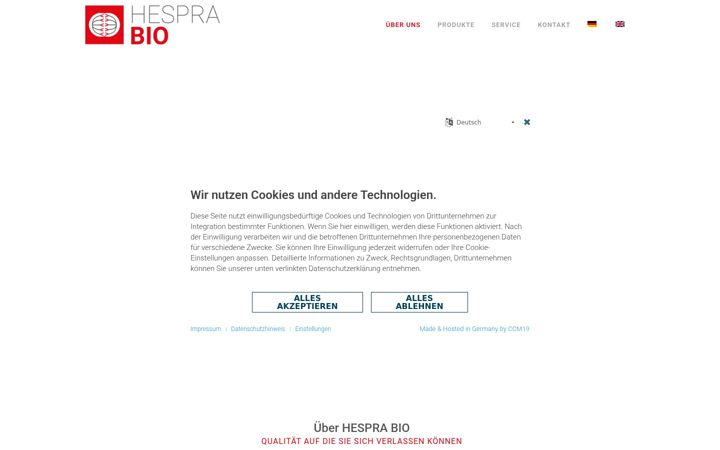 Screenshot of hespra-bio.ch