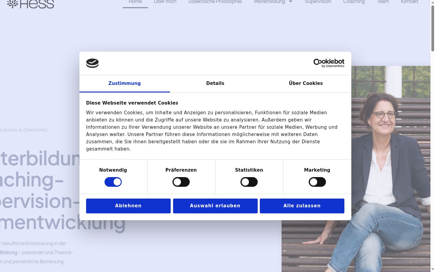 Screenshot del banner di consenso mostrato prima di qualsiasi interazione