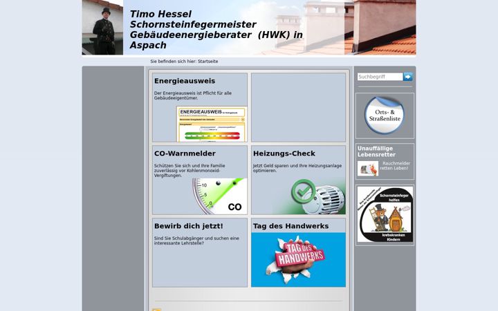 Screenshot of hessel-ihr-schornsteinfeger.de