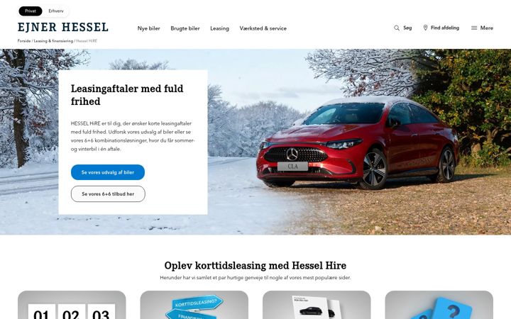 Screenshot of hesselhire.dk