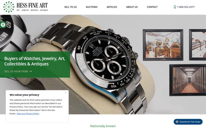 Screenshot of hessfineart.com