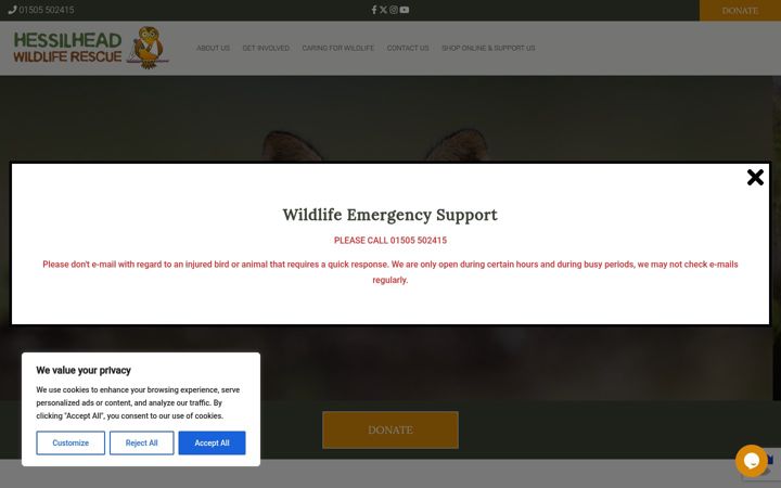 Screenshot of hessilheadwildlife.org.uk