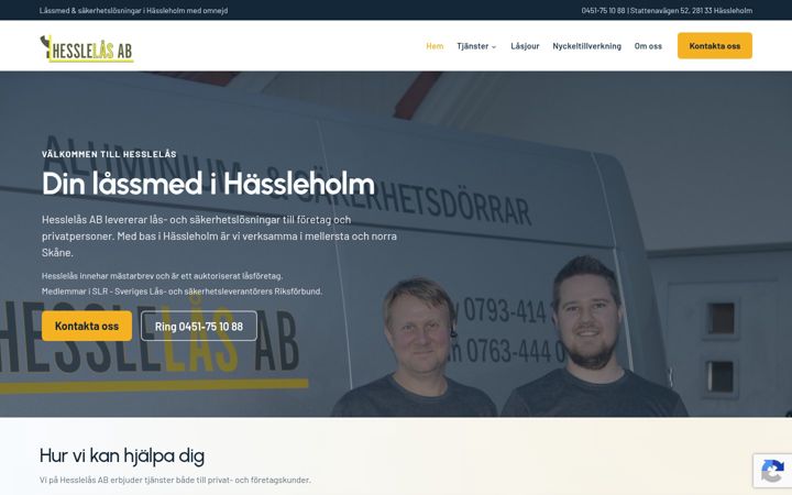 Screenshot of hesslelas.se