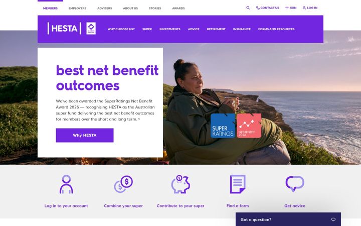 Screenshot of hesta.com.au