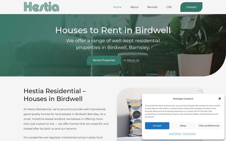 Screenshot of hestiaresidential.co.uk