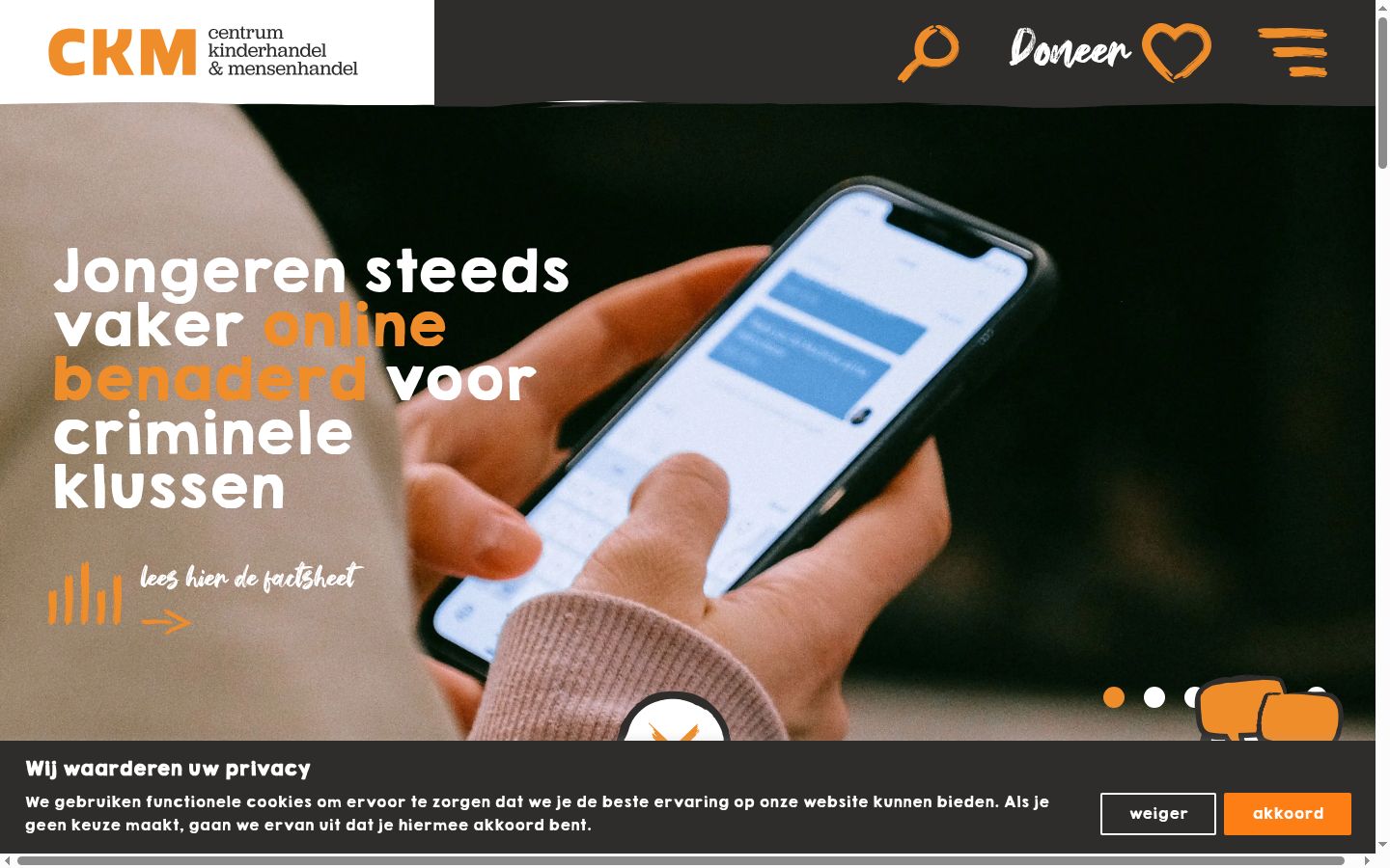 Screenshot van de toestemmingsbanner zoals getoond vóór enige interactie