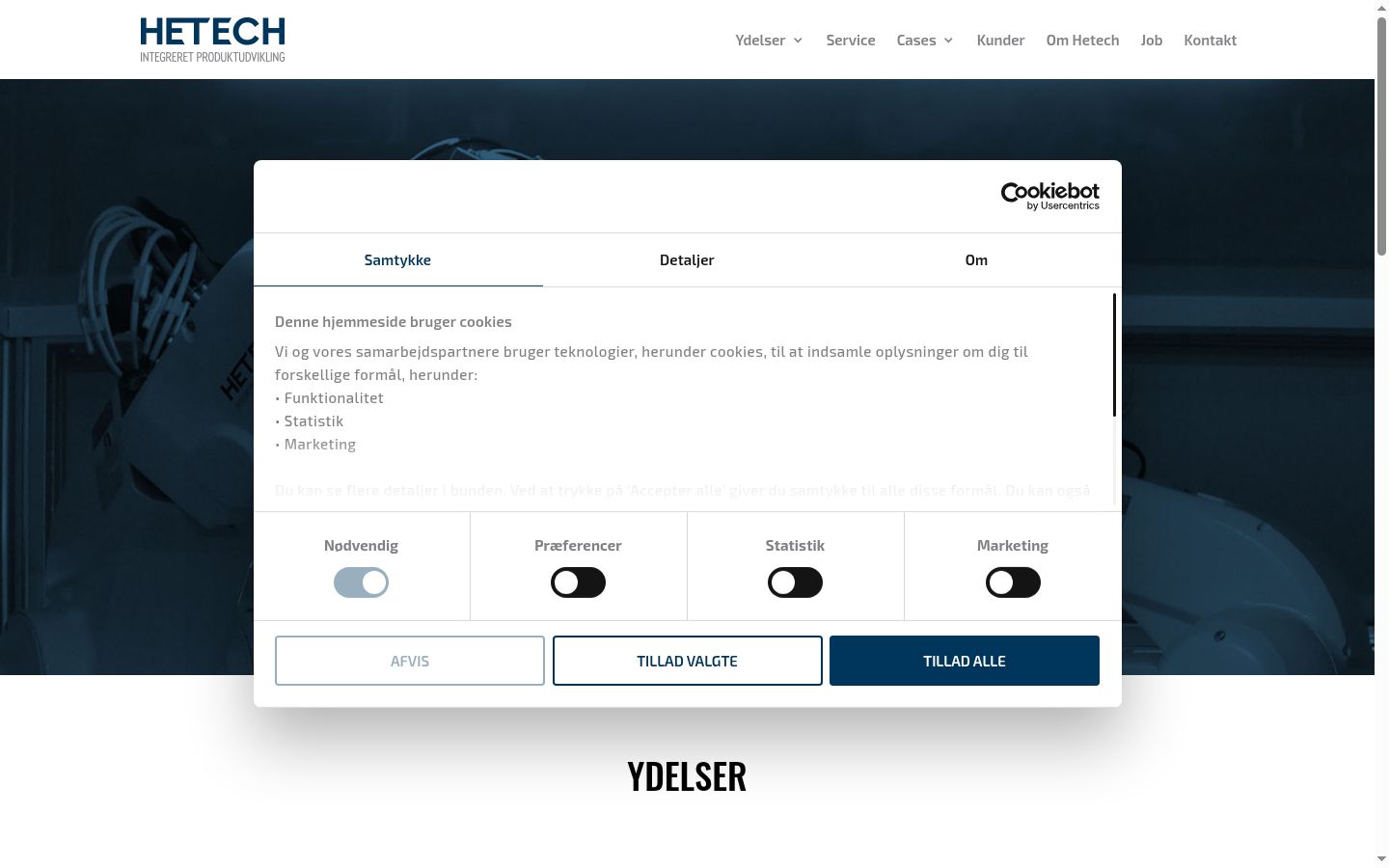 Screenshot of the consent banner shown before any interaction