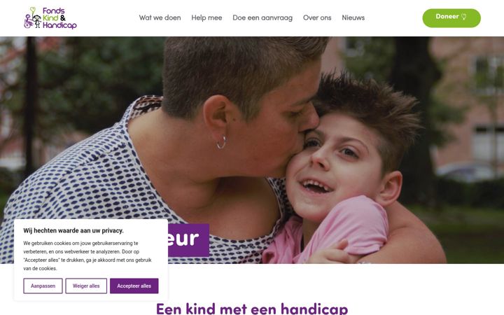 Screenshot of hetgehandicaptekind.nl