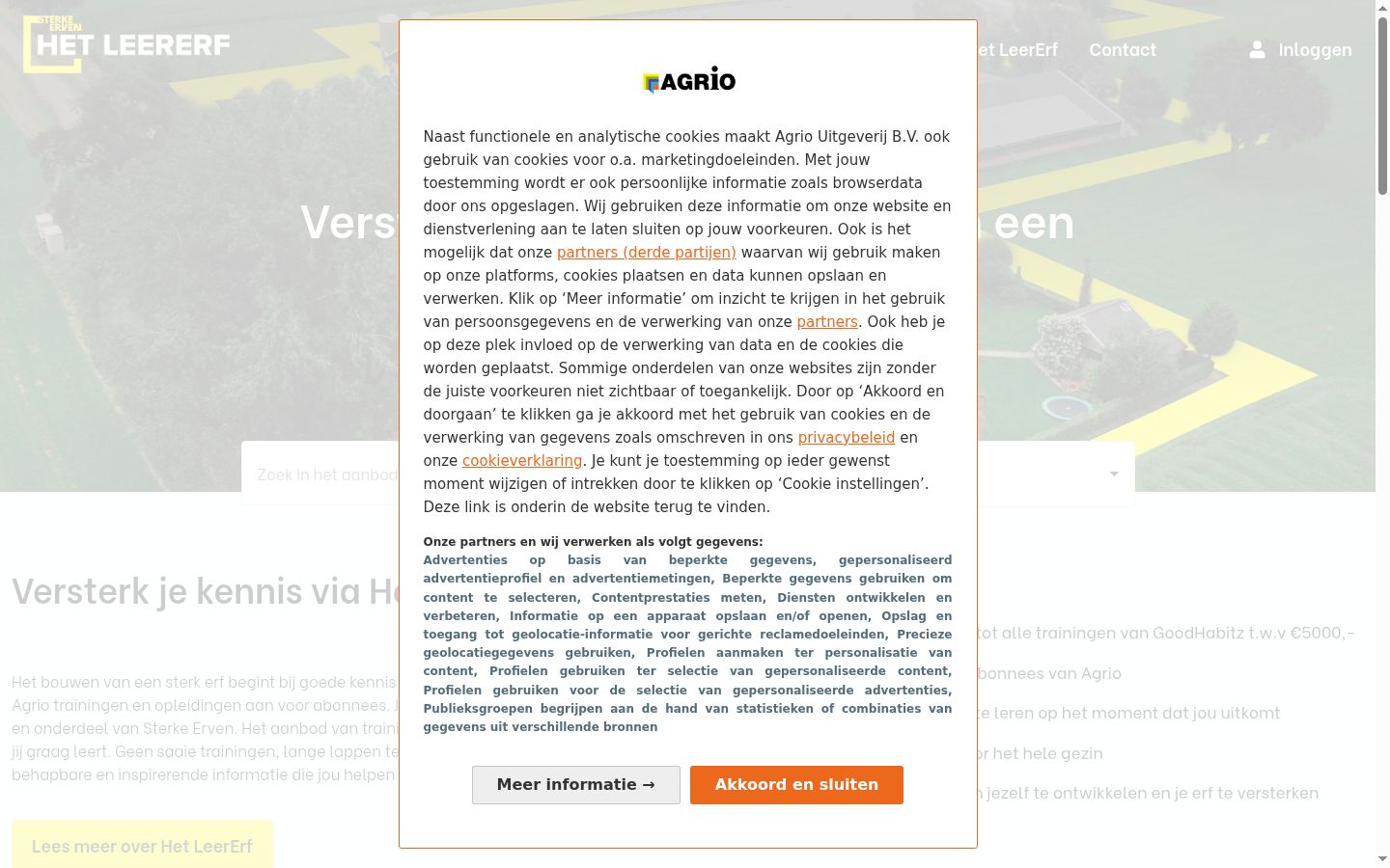 Skärmbild av samtyckesbannern som visades före någon interaktion