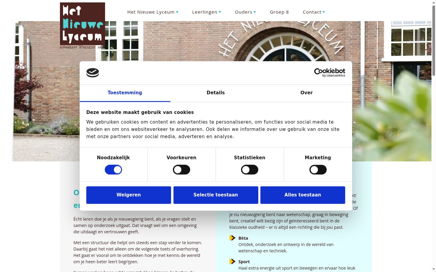 Skærmbillede af samtykkebanneret, som det blev vist før nogen interaktion