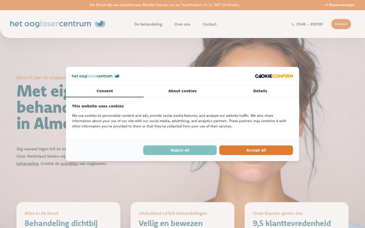 Screenshot of hetooglasercentrum.nl