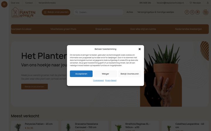 Screenshot of hetplantenhoekje.nl