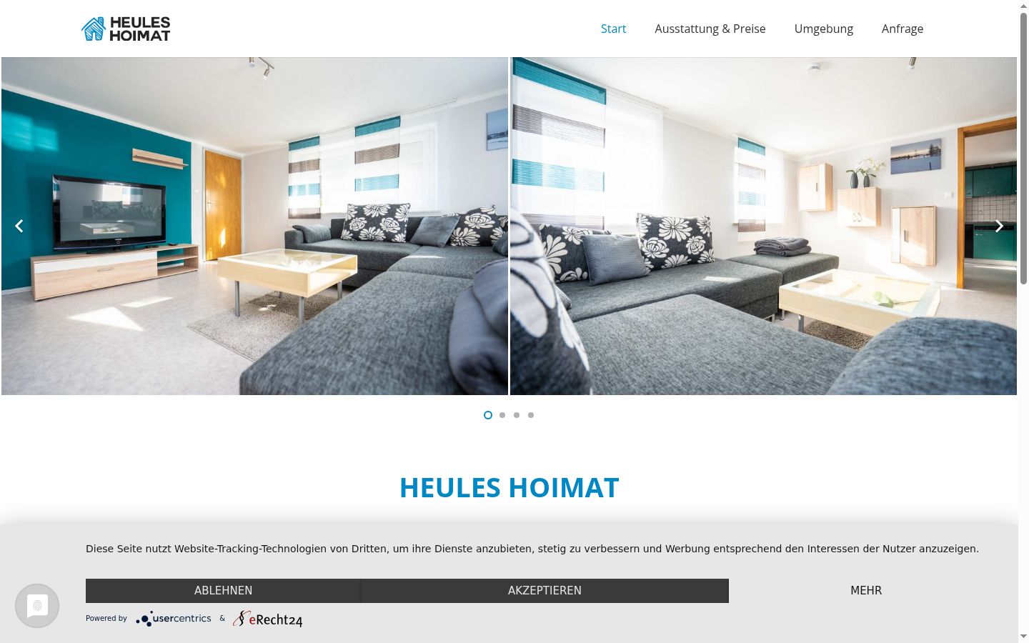 Screenshot des Einwilligungsbanners vor jeglicher Interaktion