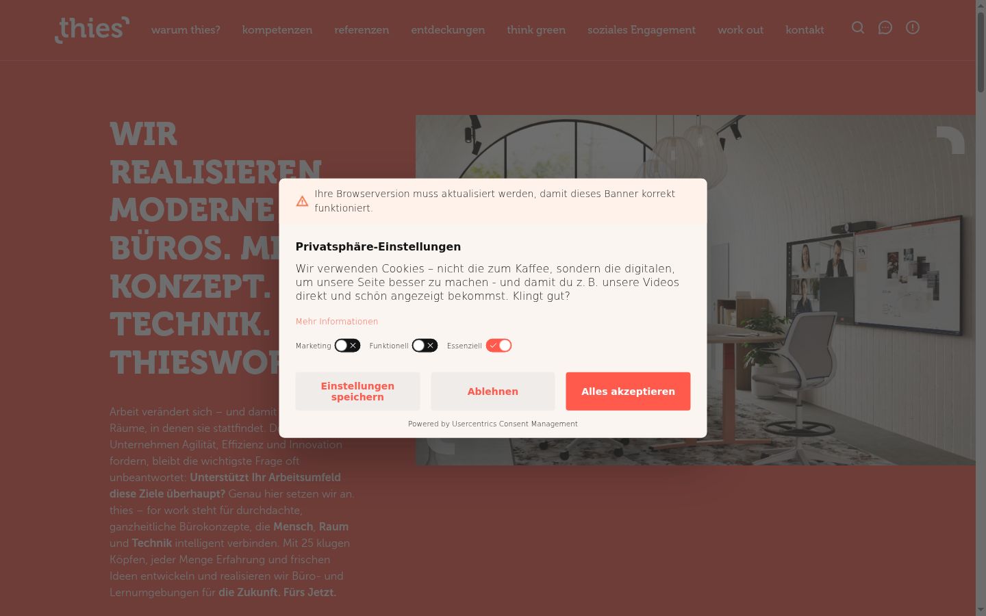 Capture d'écran de la bannière de consentement affichée avant toute interaction