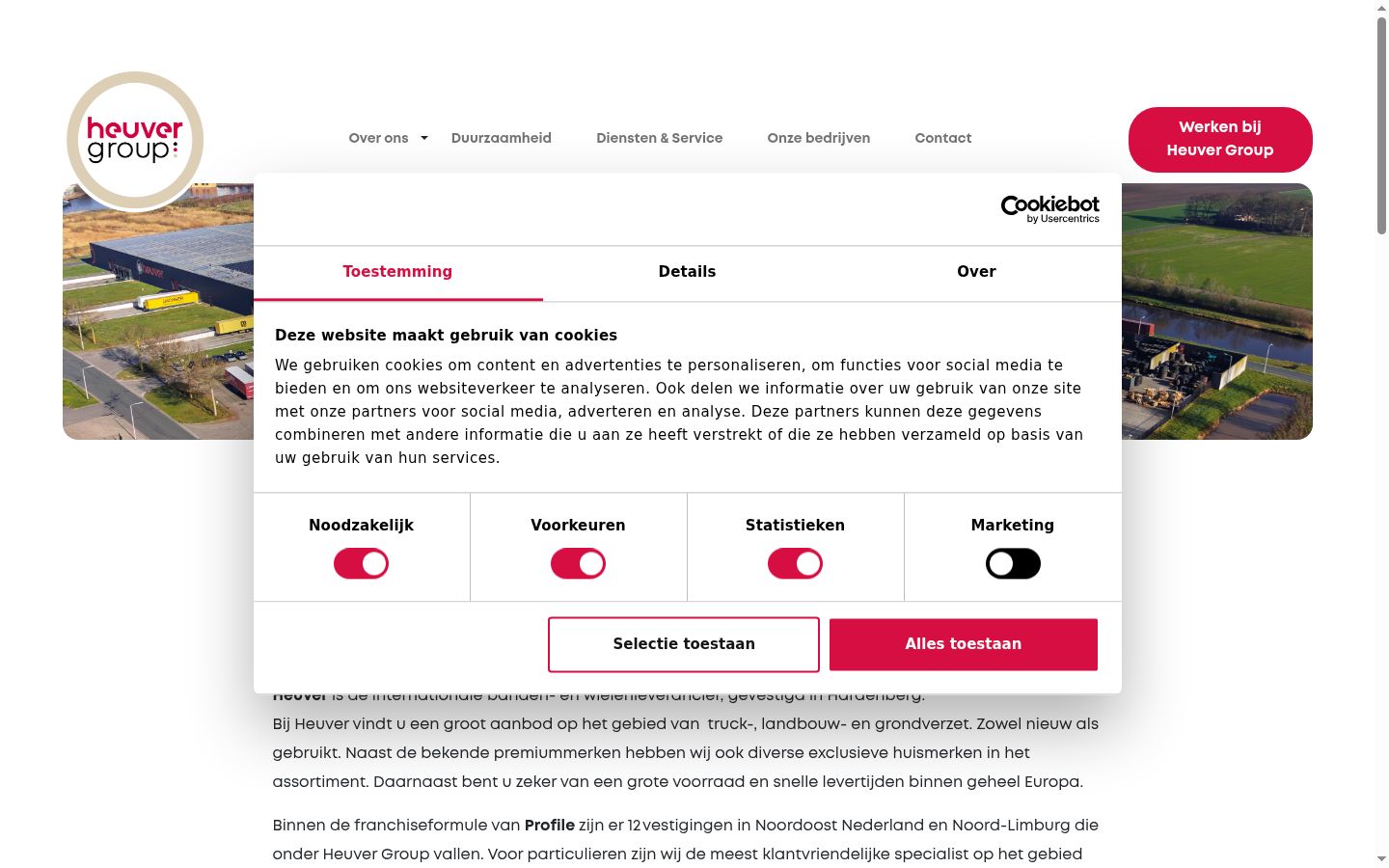 Screenshot des Einwilligungsbanners vor jeglicher Interaktion