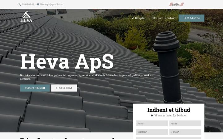 Screenshot of heva-byg.dk