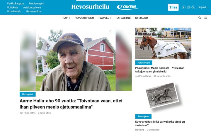 Screenshot of hevosurheilu.fi