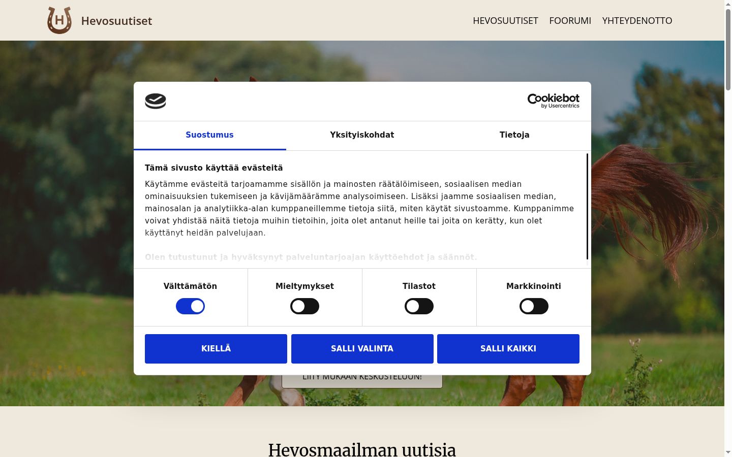 Screenshot tal-banner tal-kunsens muri qabel kwalunkwe interazzjoni