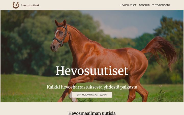 Screenshot of hevosuutiset.fi