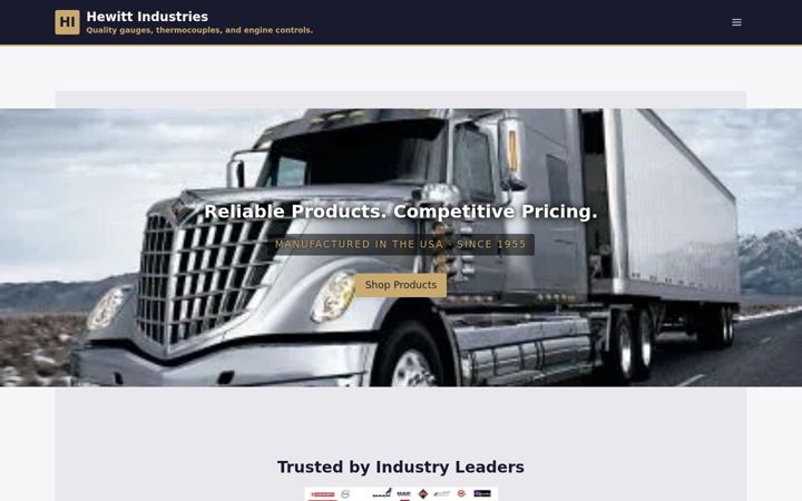 Screenshot of hewittindustries.com