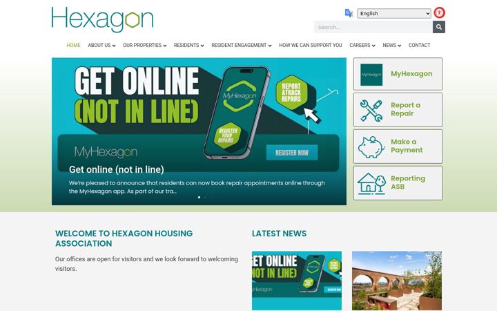 Screenshot of hexagon.org.uk