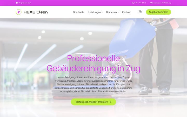 Screenshot of hexeclean.ch
